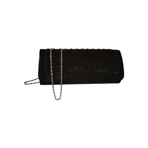 Chic Black Textured Clutch with Chain